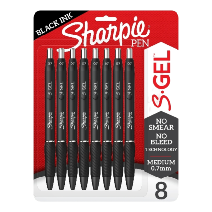 Sharpie S-Gel Gel Pens, Medium Point (0.7mm), Black, 8 Count